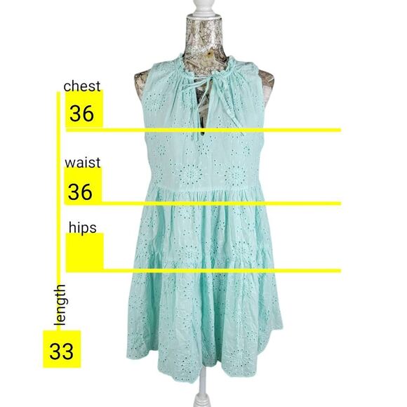 BB Dakota Steve Madden Soft Green Cotton Eyelet Tiered Ruffle Mini Dress - Picture 4 of 13